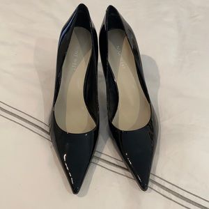 Patent black high heels